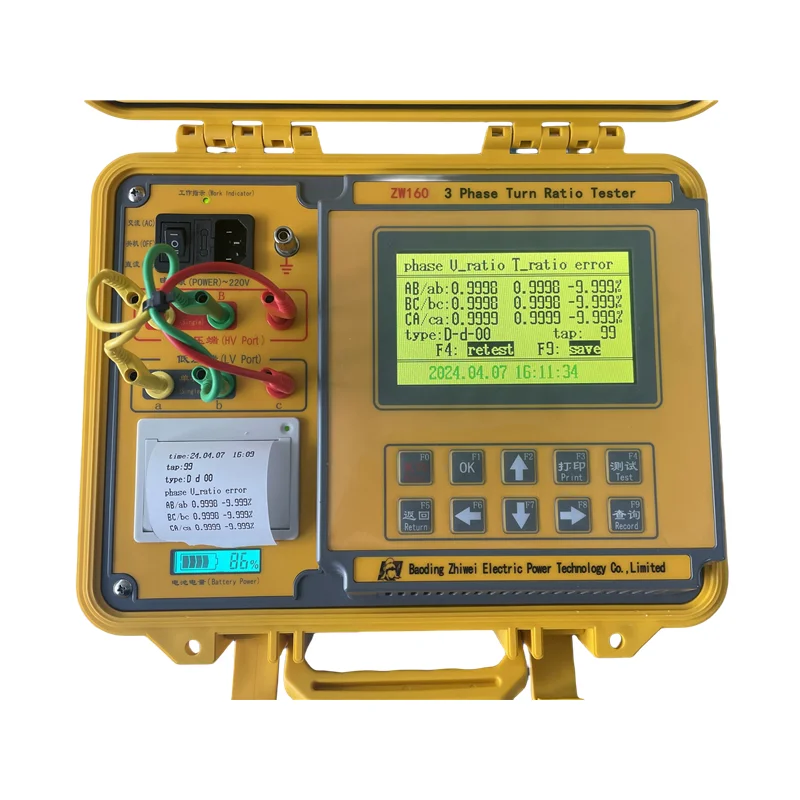English/Spanish/Russian 3 Languages To Choose Three Phase Transformer DC Winding Resistance Turns Ratio Tester TTR Meter Tester