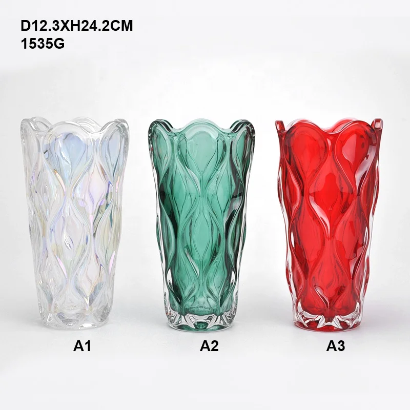 Nice design colored decoration glass vase house hole glass vase