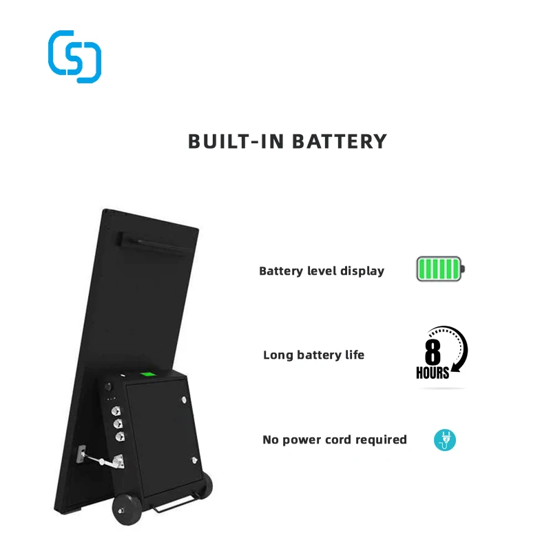 43 Inch Portable Battery Powered Digital Signage Movable Outdoor Screen Waterproof Movable LCD Advertising Monitor Kiosk