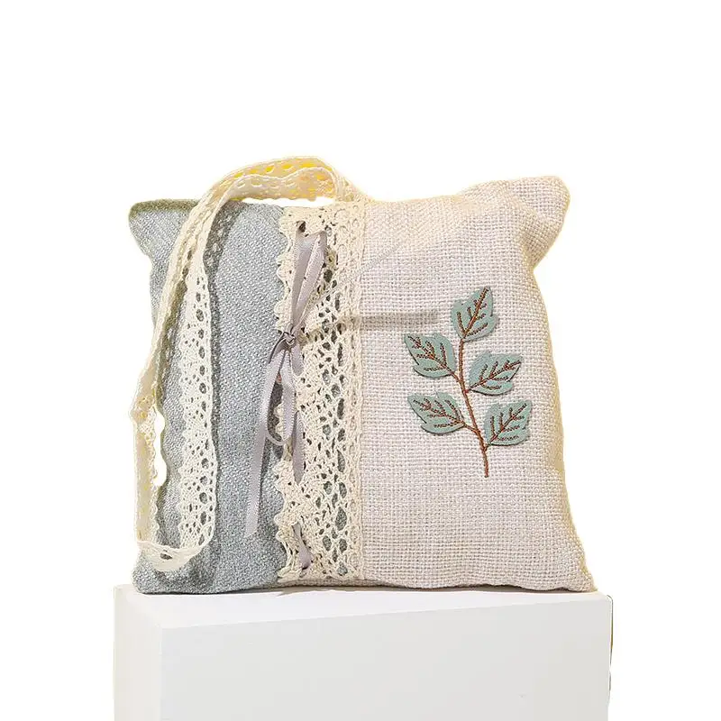 Food Grade Packaging Custom Sachets Bamboo Charcoal Natural Embroidered Box 10 Animal Round China Style Rope The Embroidery 1pcs