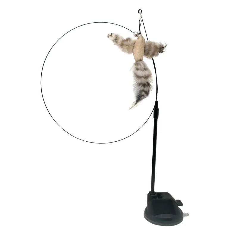 Sucker Wire Long Rod Feather Teasing Cat Bird Design Cat Interactive Toy