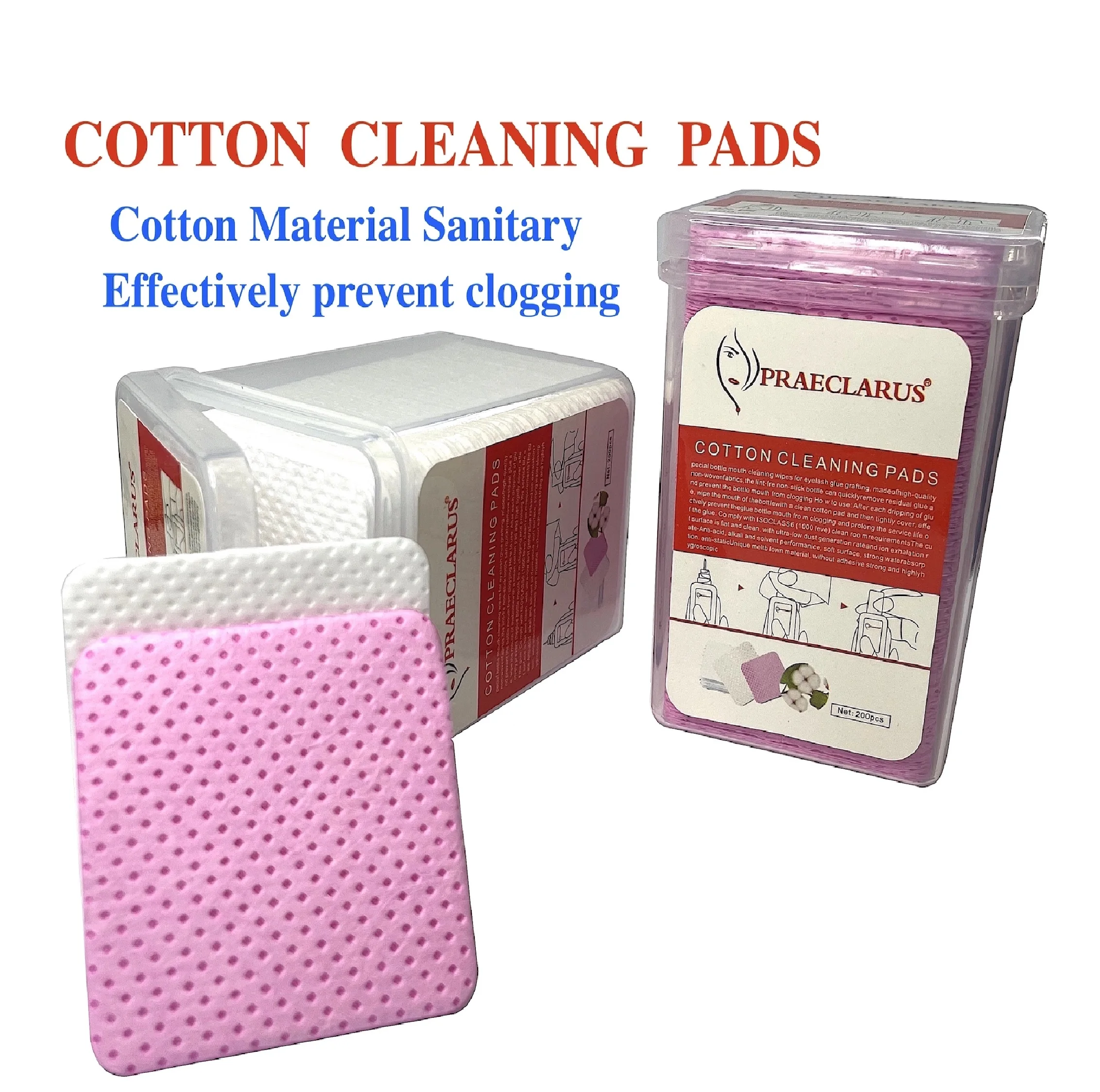 Chinese Factory Face Eyelash Glue Remover Cleansing  Square Cotton Pads