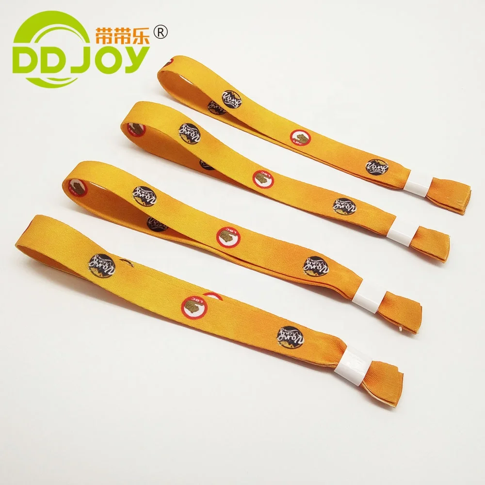 Party Custom Barrel Lock Wristbands Plain Fabric Festival Cloth Entrance Ticket Event Satin Wristband For Concert