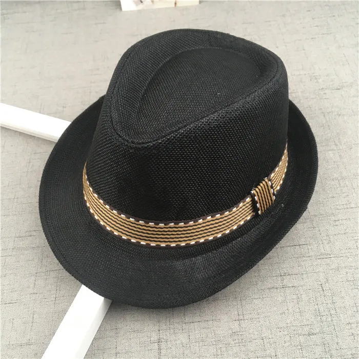 B1253 Fashion Summer Spring Kids Boys Jazz Caps Fedora Trilby Casual Straw Cap Cowboy Hats