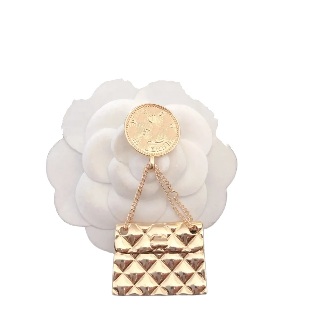 Wholesale Inspired Fashion Jewelry Bag Shaped Brooch Pin Gold Plated Designer Women Luxury Brooches