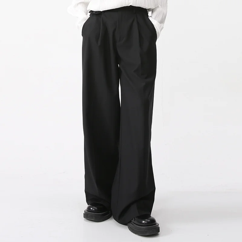 Oem Customized Manufacturer Casual Baggy Pants High Waist Zipper Fly Pleat Side Pockets Wide Leg Brown Trousers For Men
