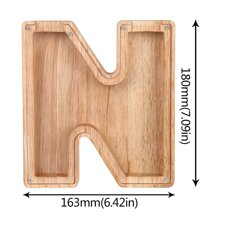 Factory hot sale wooden letter piggy bank wooden ornaments money boxes for easter and christmas gifts wooden coin box