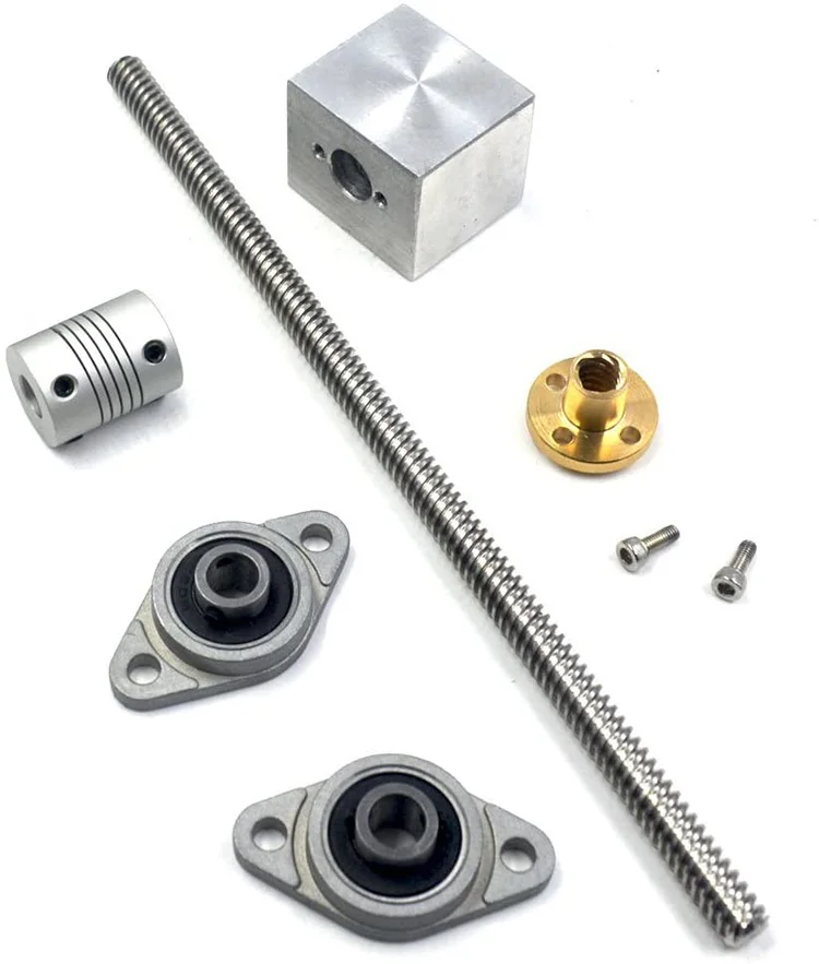 3D Printer Parts T8 Lead Screw 200/300/400/500mm Optical Axis KP08 KFL08 SCS8UU Coupling 5 * 8MM Bearing Mounting
