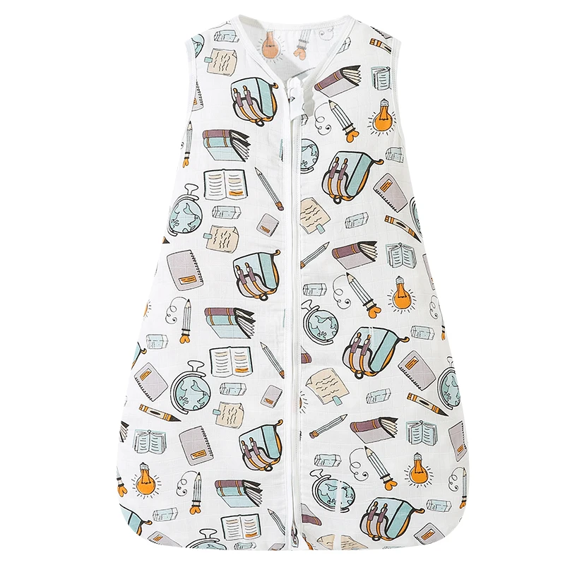 Kids Cartoon Print Sleeping Bags Bamboo Soft Baby Pajamas Girl Double Zipper Sleeping Sack