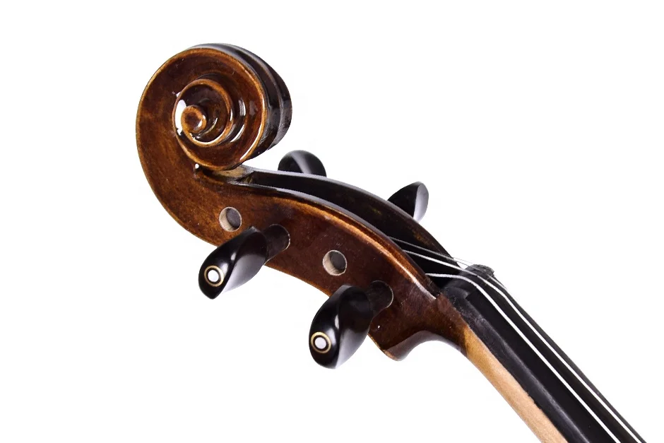 OEM professional China made high end solid spruce wood maple wood glossy 4/4 size violin with rosin bow case