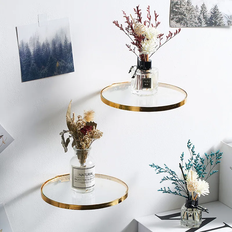 Home Decor Storage Ledge Mount Office Modern Bracket Support Rack Holder Living Room Books Wall Shelf Glass Decoration