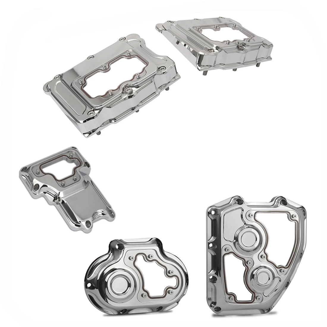 Chrome Clarity V-twin Transmission Cam rocker side top covers for harley Dyna Fat Bob 07-13