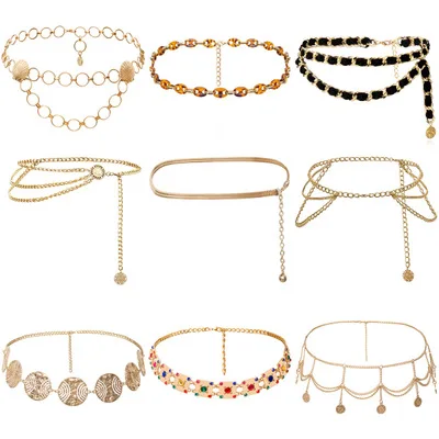 Многослойная цепочка на талию для женщин, длинный пляжный пояс с подвеской в виде монеты, Ювелирное Украшение для тела, L00870