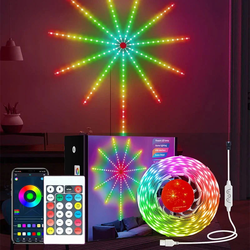 Рождественский 5050 WS2812B Чип RGB Волшебная Мечта Цвет 5 м Вспышка светодиодная лента фейерверк свет с музыкальным контроллером
