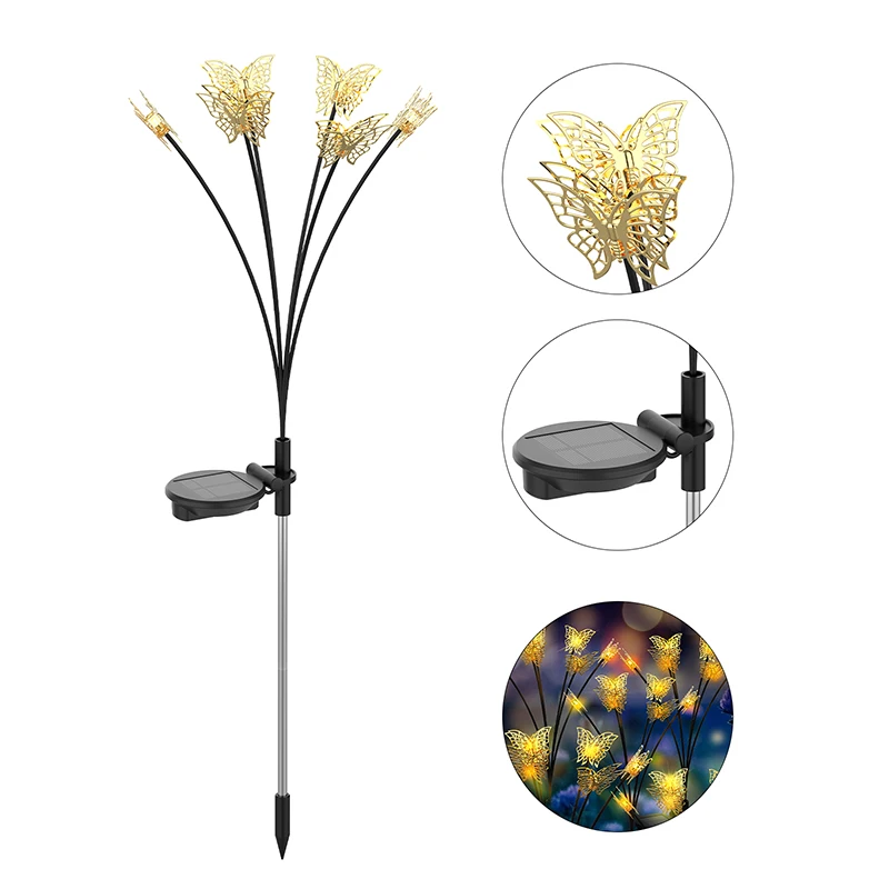 2024 Solar Lights Outdoor Garden for Lawn Yard Walkway Butterfly Shaped 4Pack for Patio Pathway Outside Decoration