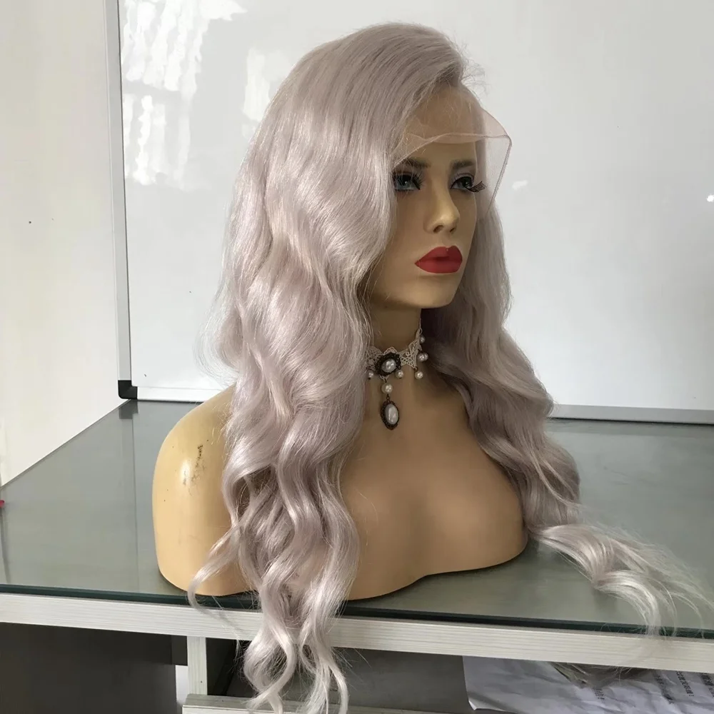 Парик Amara из перуанских человеческих волос 30 дюймов с водной волной глубоким ананасом на полной сетке серебристо-серый гарантией