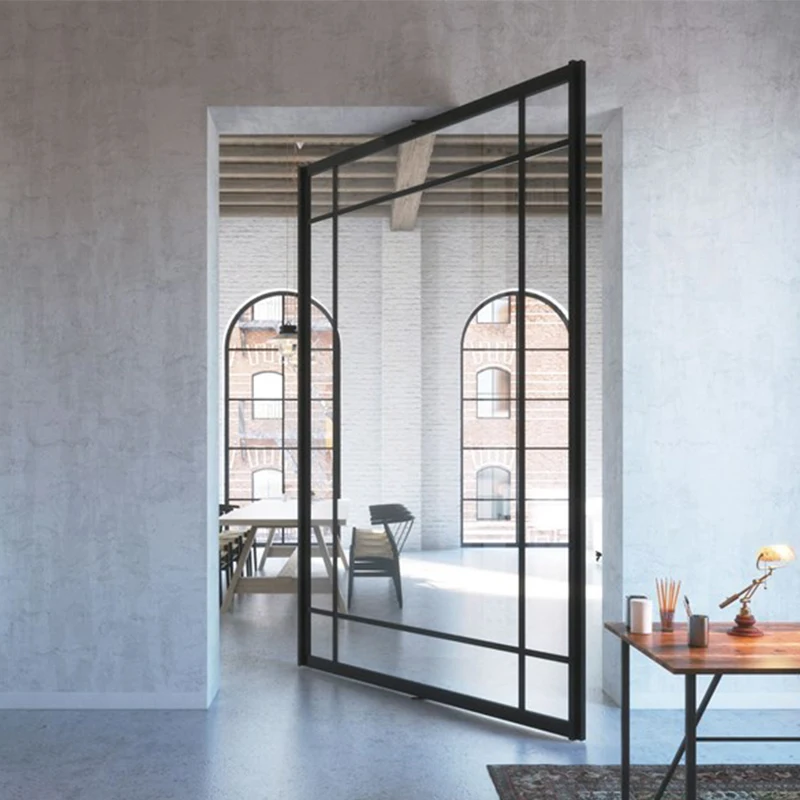 Custom entrance pivot door Entrance spring door Aluminum double glazing house security pivot door