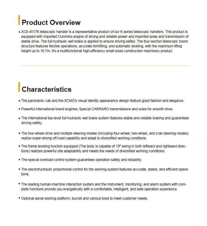 
Wholesale original construction machinery Telescopic loader XC6-4517 from china 