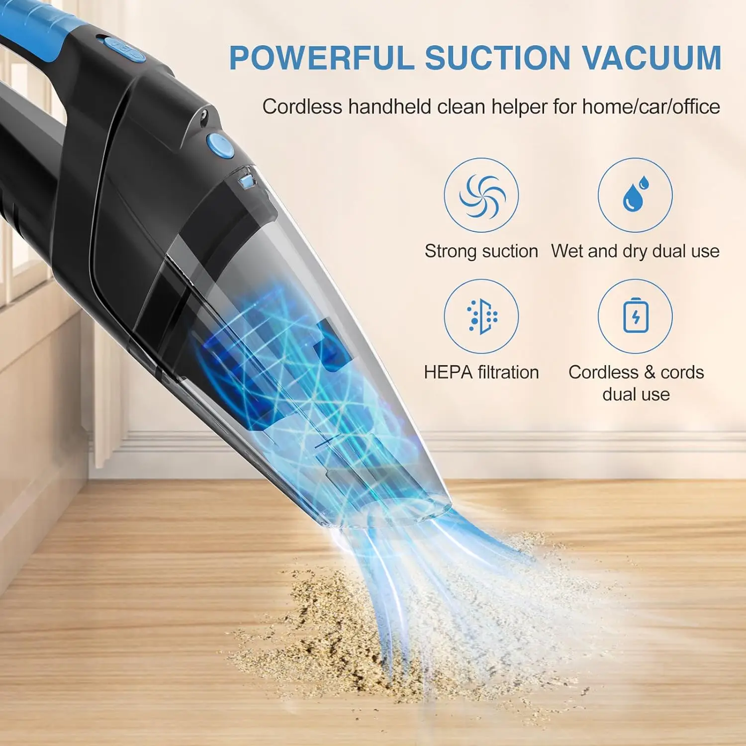 Handheld wireless wet and dry vacuum cleaner hand vacuum cleaner for car dust cleaning Brushed or Brushless Motor