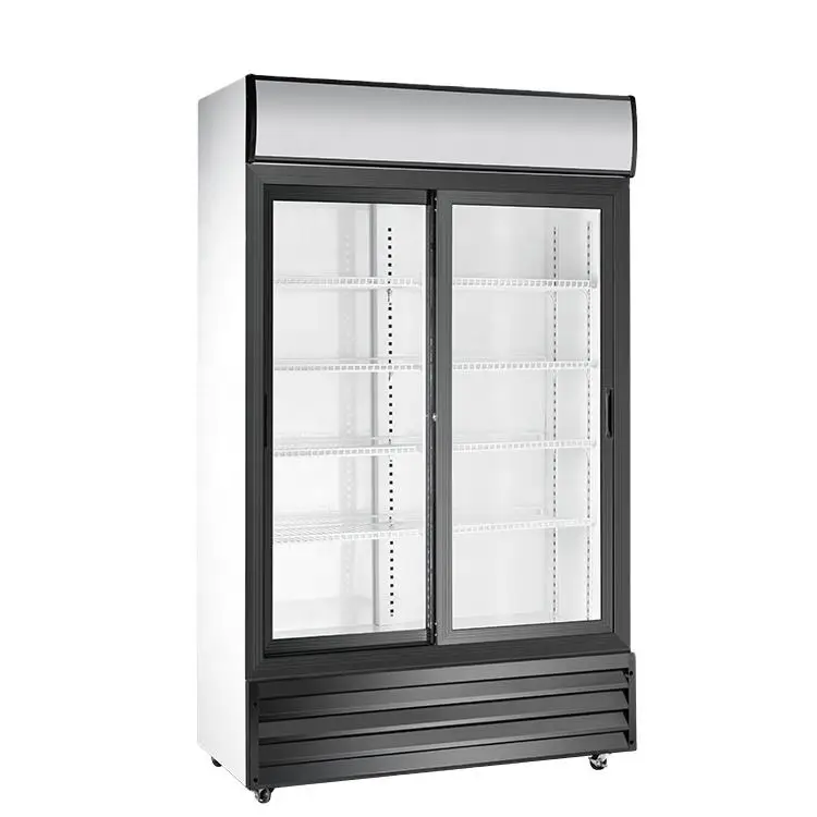 Supermarket Showcase Refrigerators 600L Vertical Display Fridge Freezer With Glass Doors
