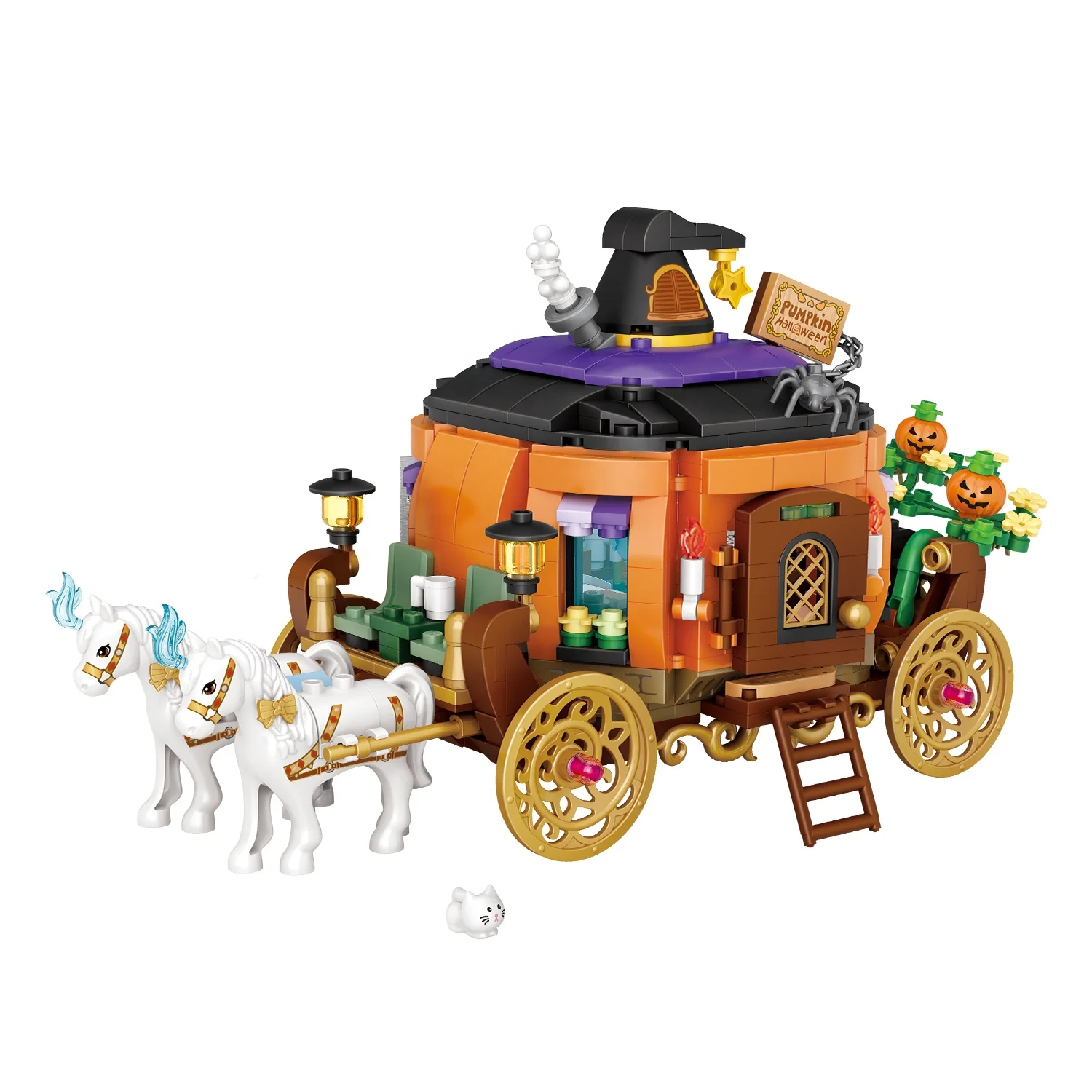 LOZ Halloween Christmas Pumpkin Ghost House Trick and Trick Building Blocks Gift Set Toys