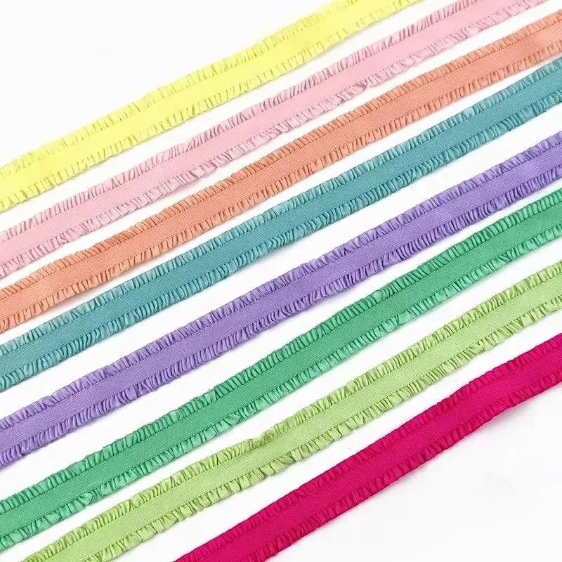 Meetee AP126 13mm Elastic Band Clothes Pleated Ribbon Ethnic Style Lace Webbing DIY Sewing Decorative Fabric Accessories