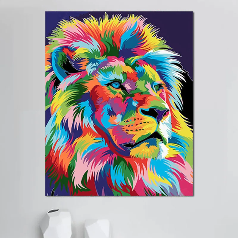 Горячая Распродажа, Новая цифровая картина на заказ с изображением Льва, которая смотрит на небо, настенная декоративная картина