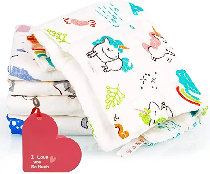 Custom Muslin Baby Burp Cloths  Extra Large  6 Layers Super Absorbent Soft Natural for Sensitive Skin Baby 100% Organic Cotton