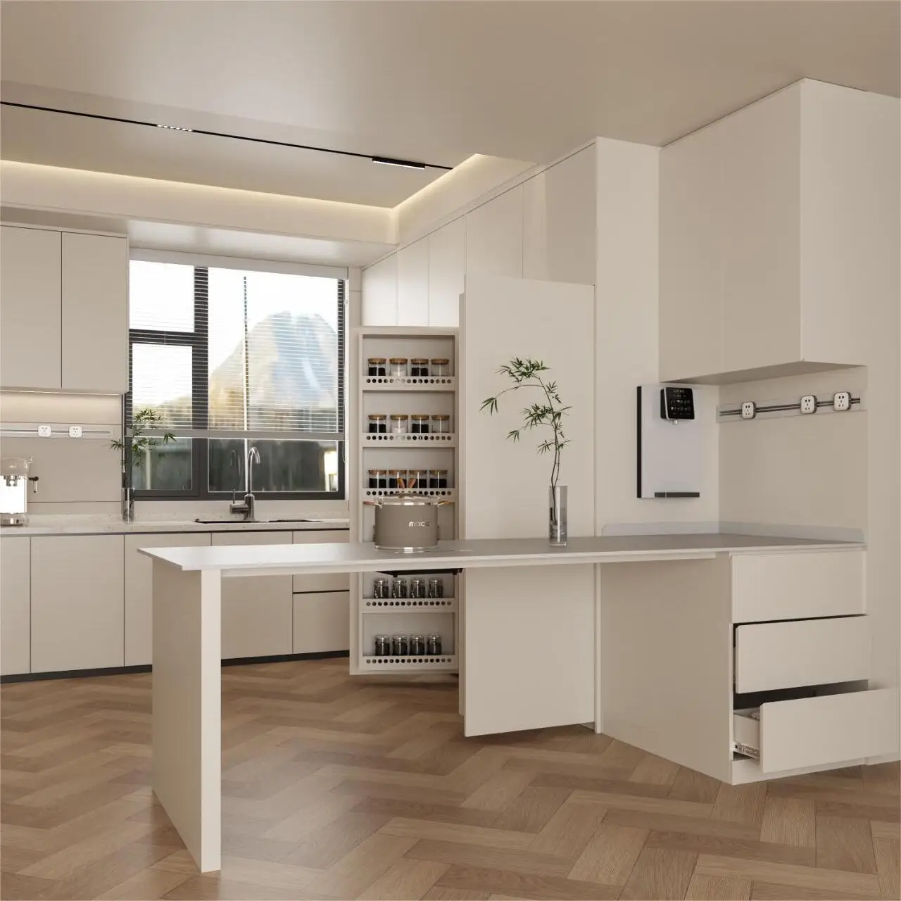 European-Style Luxury Modern Kitchen Wall Cabinet with Drawer Basket Stainless Carcase and PVC Door Finish Kitchen Cupboard