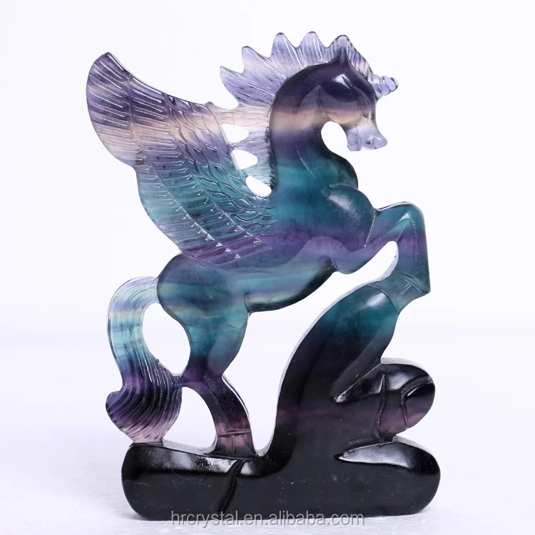 
High Quality Natural Crystal Carved Rainbow Fluorite Pegasus wholesale For Gift 