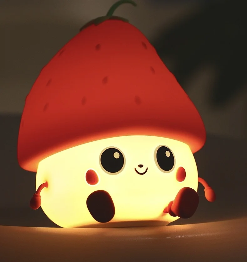 Ever Bright Cute Strawberry Silicone Lamp Bed Decorative  Led Night Light Objects