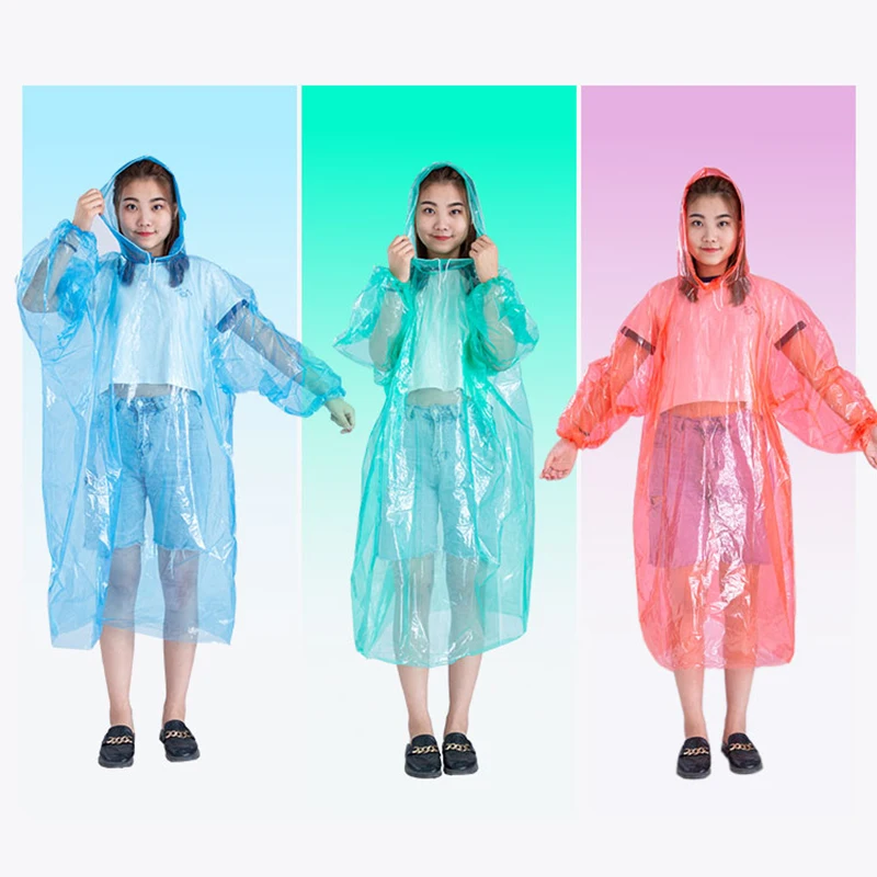 2023 new fashion PE disposable  Adult Poncho Raincoat Disposable for outdoor