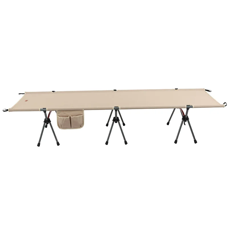 Wholesale Beige Camping Cot 1000D Oxford Fabric Aluminium Folding Camping Bed Cot