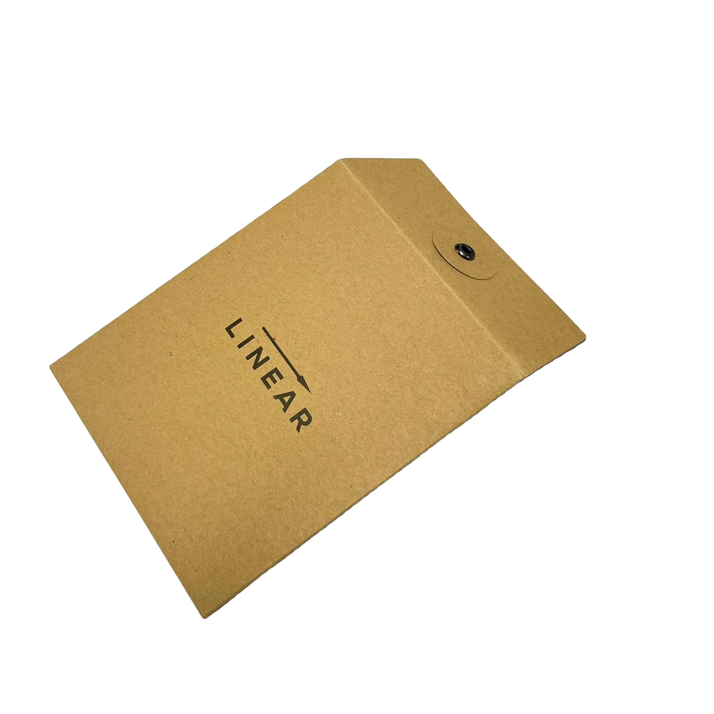 Custom A4 A5 Small Size Cheap Printed Kraft Paper Envelope with Eyelet Button and String Closure