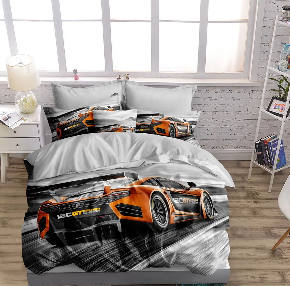 Racing Car Motorcycle pattern 3D Digital Printing Bedding set 100 Cotton/Polyester Boys Girls Kids adults duvet cover set