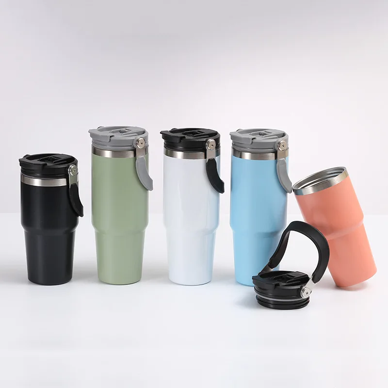 30 oz 20 oz Reusable New Design Termos Insulated Tumbler Stainless Steel Coffee Mug Drink Beverages Cup with Handle