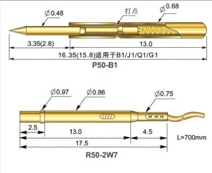 
Pogo Pin P11/P048/P058/P75/P160/P038 Test Probe pin and receptacle used in machine 