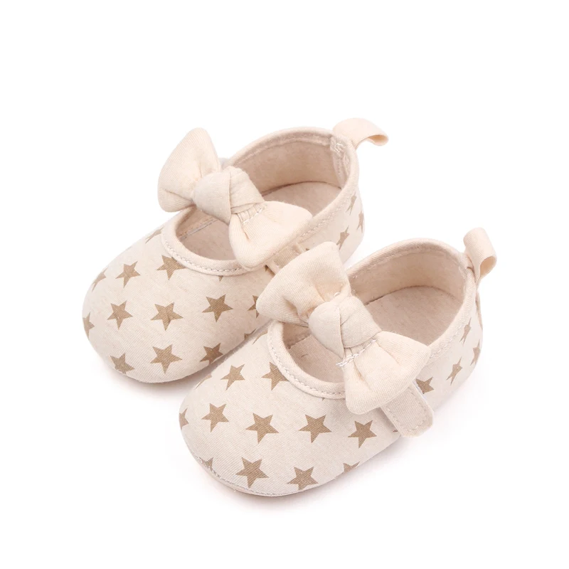 Beige Color Heart & Star Design Baby Princess TPR Shoes Baby Casual Shoes