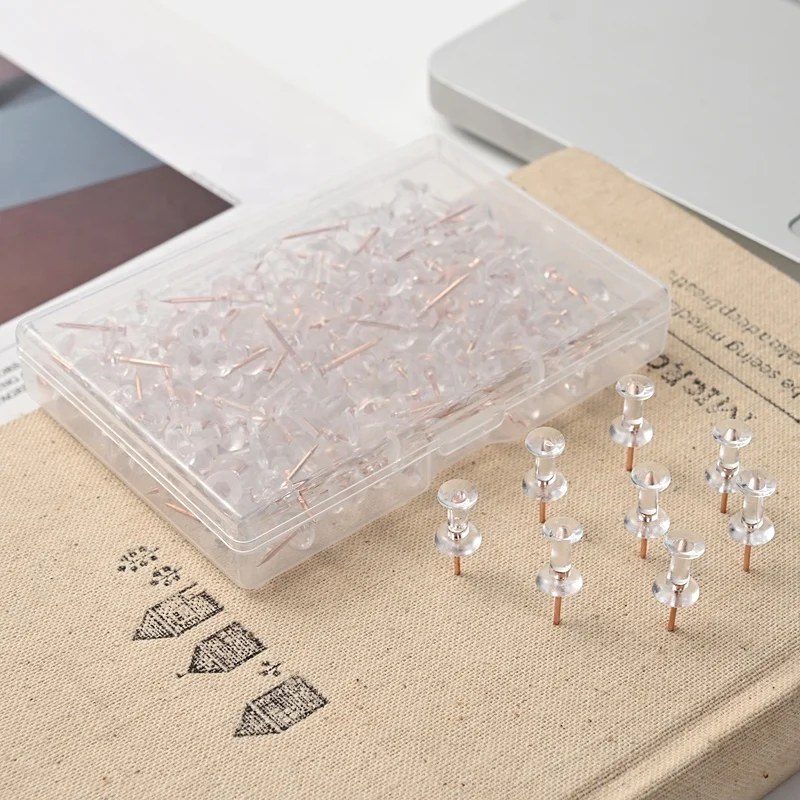 Push Pins, 100 pcs Coloured Thumb Tacks Clear Map Pins Drawing Pins with Storage Box for Home Office Craft Projects