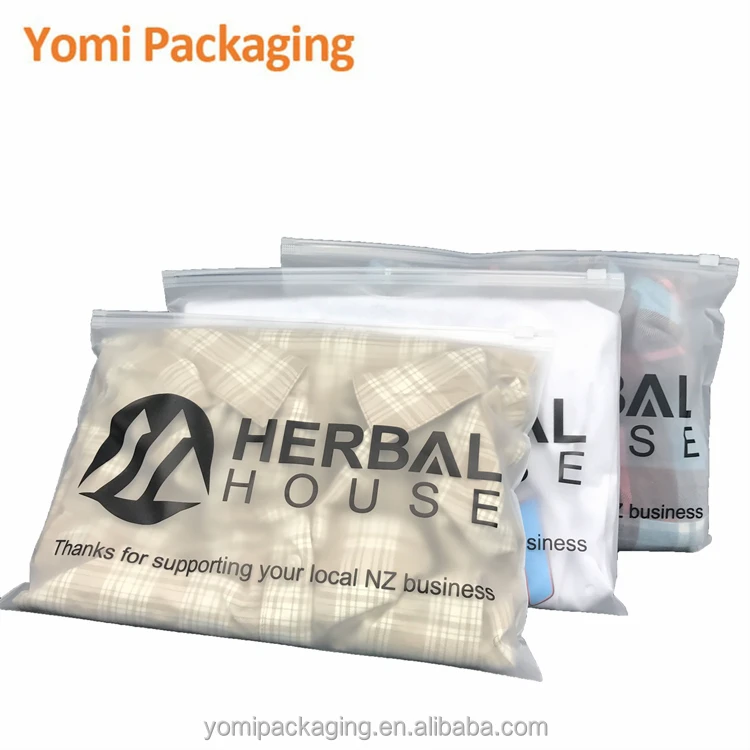 Wholesale Custom Logo Frosted Plastic Bag Clothes Zip Lock Self Sealing Bag Clothing Packaging Frosted Zipper Bags With Logo