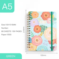 Spot Notepad with ladder index 2023 Best Selling New Design Schedule Planner Daily Plan Calendar A5 Coil Notebook English Book