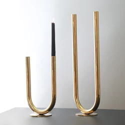 Gold candlestick stands stainless steel craft iron candlestick