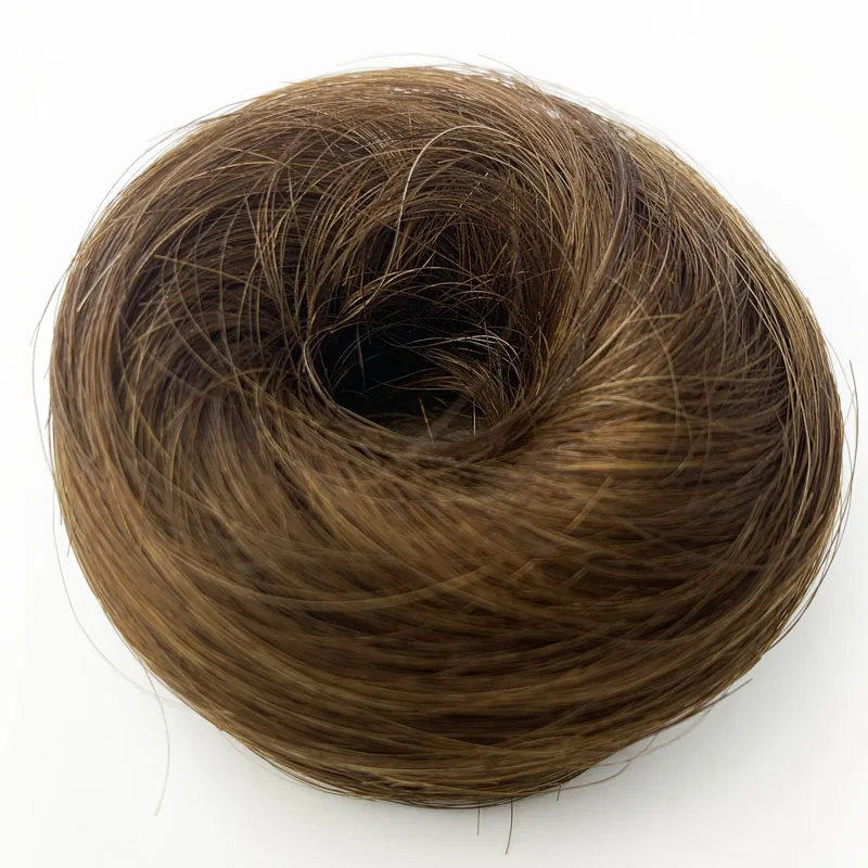 Wholesale Multi Color Human Curly Messy Donut Chignon Bun Elastic Rope Rubber Band Hair Extension Hair Buns
