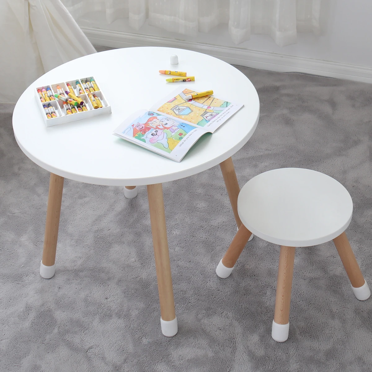 Kids Bedroom Furniture Kids Table Environmental Friendly Solid Wood Children Table and Chairs