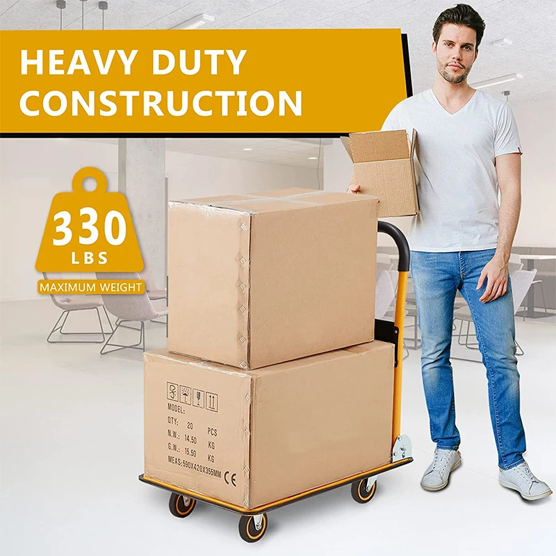 Platform Hand Trolley Heavy Duty Push Cart Dolly Moving Platform Hand Truck 4 Wheel Trolley Platform