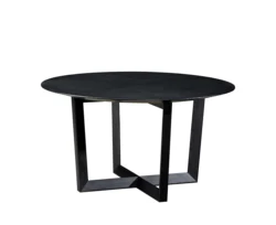 Dining room furniture  modern style X-shaped solid wood base black oak color Round dining Table
