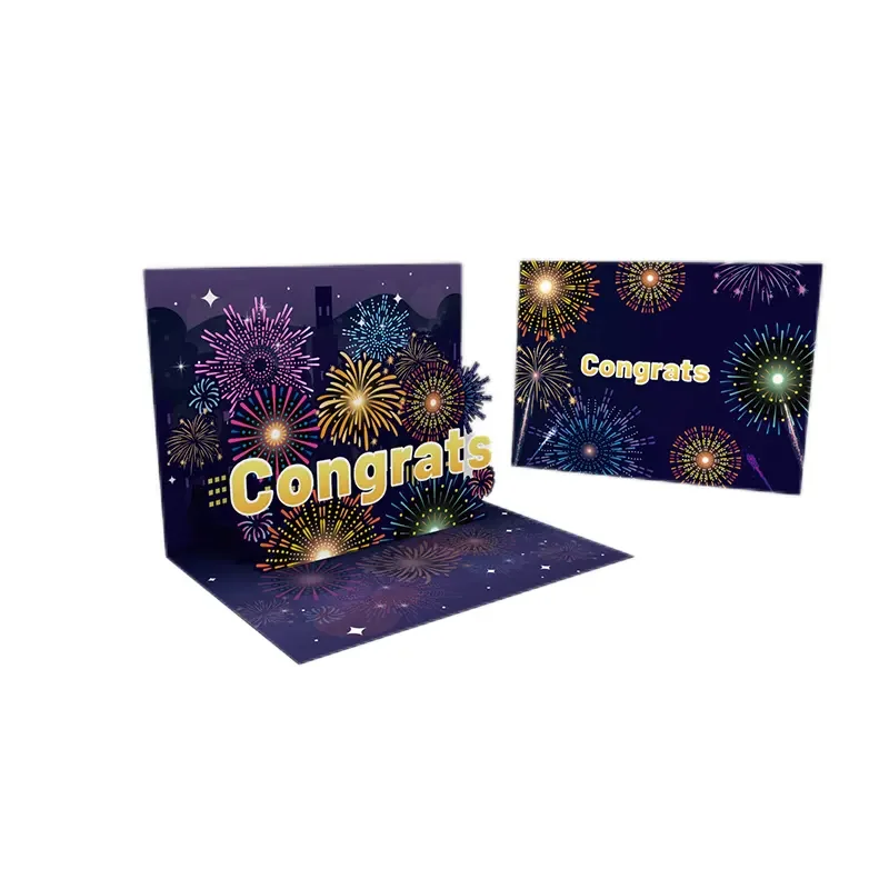 Winpsheng custom 3d 90 degree pop up led musical card greeting card sound module