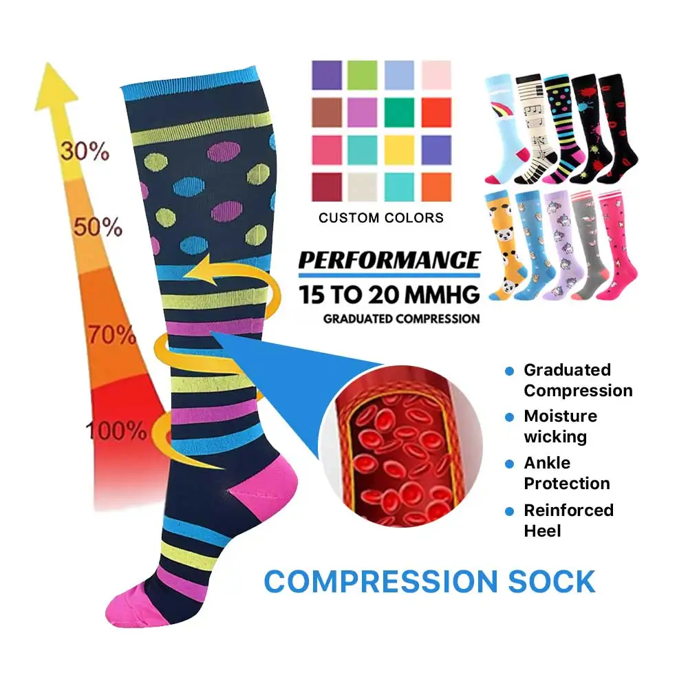High Quality Sports Compression Socks Plus Size Medical Orthopedic Compression Socks 15-30 Mmhg Running Compression Socks