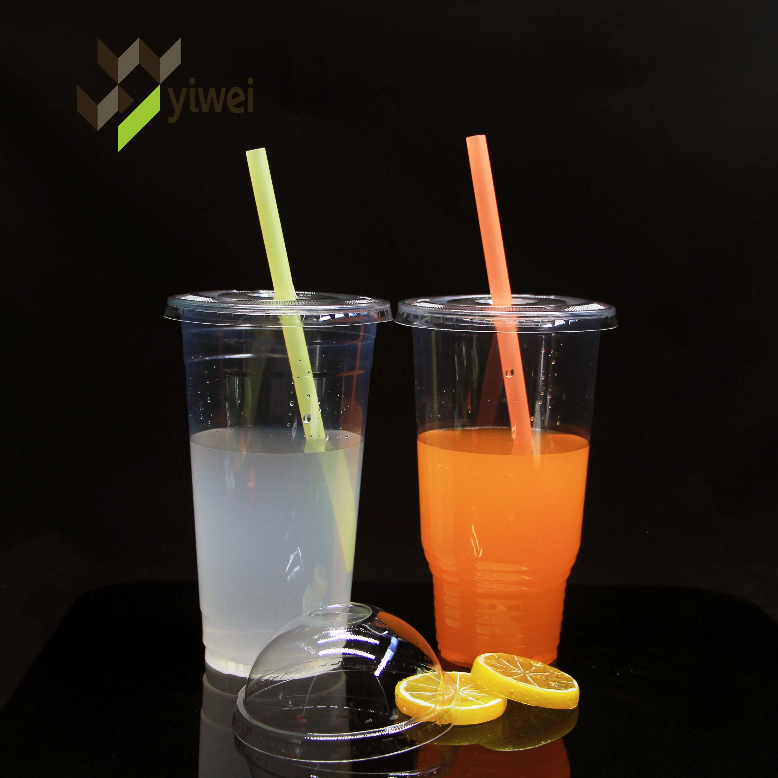 Custom logo printed clear 12, 16, 20, 24oz PP PET transparent disposable plastic boba cup with lid