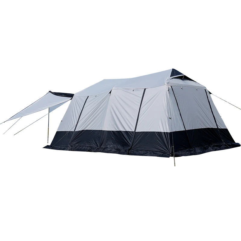 high quality Outdoor Automatic Aluminum Waterproof black coated 2 room 1 Living Room Big Family Camping Tent for 8 10 12 Person
